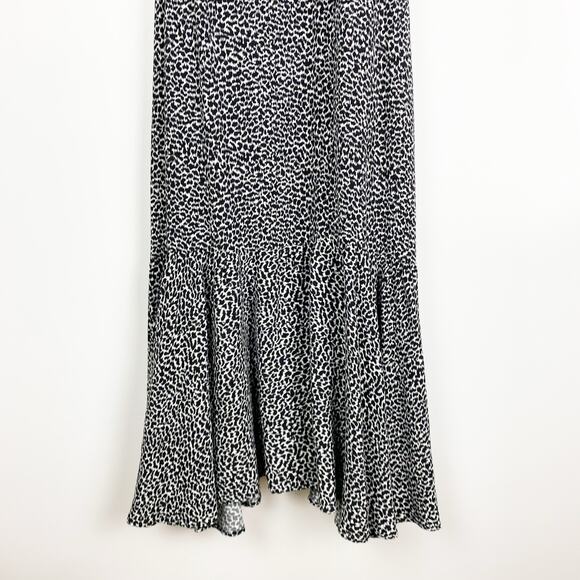 By Anthropologie Animal Print Sundress Ruffle Black and White Womens Size 0 - Picture 5 of 12